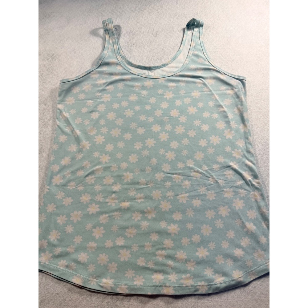 No Boundaries Womens XL Light Blue Daisy Floral Scoop Neck Tank Top